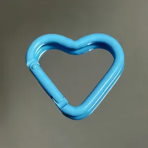 Blue heart carabiner clip aluminum alloy snap hook DIY keychain bag hardware accessory