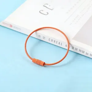 Anneau de cable en acier enduit orange avec fermoir a vis pour accessoires de bijoux de DIY