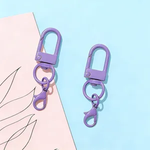 Purple U-shaped swivel lobster clasp keychain hook DIY craft hardware and metal connecting buckle.