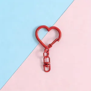 Red heart carabiner clasp keychain metal snap hook DIY jewelry accessory 8-shape swivel.
