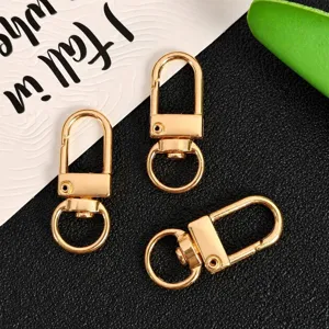 Gold metal spring snap hooks swivel keychain rings DIY bag accessories craft findings 3pcs