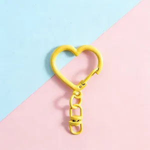 Heart shaped zinc alloy keychain clip DIY craft accessory lobster clasp hook yellow color