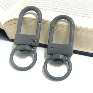 Grey metal U-shaped gate ring swivel clasp keychain DIY hardware accessory for crafts