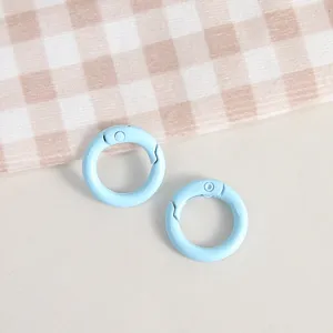 Light blue spring rings for DIY crafts, snap hooks, keychain parts metal hardware.