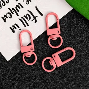 Pink swivel lobster clasps metal keychains DIY bag hardware accessories 32mm snap hooks