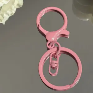 Rosa Schlüsselanhänger Zubehör Detailansicht, glatte Lackierung Metall Hardware für DIY.