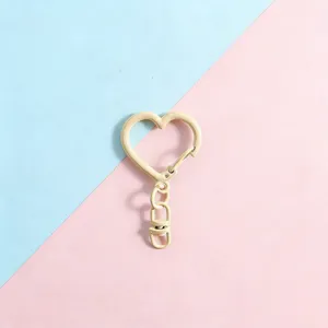 Metal heart shaped keychain clasp DIY accessory bag pendant cute keyring for craft projects