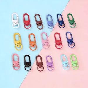 33mm colorful metal snap hook keychain clips, painted U-shaped gate clasp for DIY craft supplies.