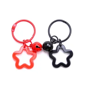 Colorful pentagram acrylic keychain cute couple bag pendant earphone case decoration