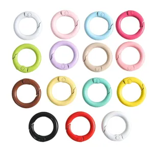 Colorful zinc alloy spring ring keychain clips DIY handmade jewelry accessories loop