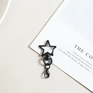 Porte-clés étoile noire fermoir mousqueton accessoire DIY en métal pour pendentif en peluche.