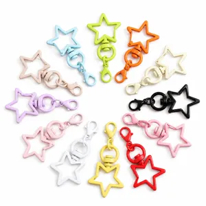 Accessoires de Porte-Clés Mousqueton Pentagramme Peints en Alliage de Zinc DIY Bricolage Charm de Sac Fabrication de Bijoux