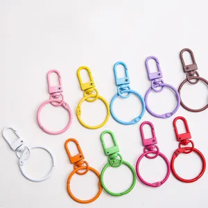 Metal Keychain Snap Hook With 3cm Key Ring Baking Paint DIY Craft Hardware Accessories For Keys Loose Leaf Book Rings