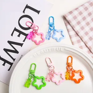 Bunter transparenter Gummibaer und Stern Schluesselanhaenger fuer Damen Tasche.