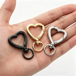Zinc Alloy Heart Shaped Spring Ring Round Buckle DIY Bag Keychain Metal Snap Hook Fastener Hardware Accessories