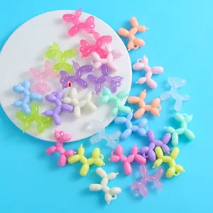 Candy color resin balloon dog charms for DIY keychain bag pendant craft jewelry making supplies.