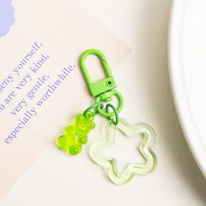 Grüner transparenter Gummibärchen Stern Schlüsselanhänger süße Taschen Deko Accessoires