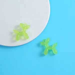 Green resin balloon dog charm pendant DIY keychain bag accessory detail view cute style