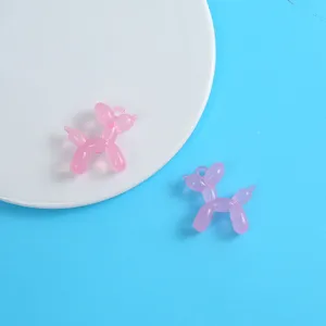 Cute pink translucent acrylic balloon dog charm DIY keychain bag pendant resin material