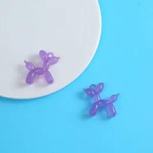 Purple acrylic balloon dog pendant DIY keychain charm cute resin bag phone accessory