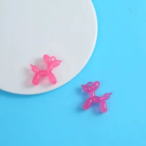 Pink acrylic balloon dog charms, cute resin DIY pendants for keychains, phone straps, and bags.