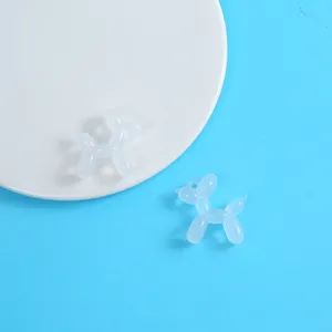 Translucent resin balloon dog charms detail shot, perfect for DIY jewelry making and keychain.
