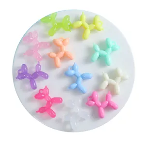 Colorful resin balloon dog charms DIY jewelry pendants cute candy color acrylic key chain