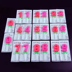 Pink heart number birthday candles set for kids party cake decoration bakeware supplies