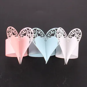 Close-up detail of hollow heart paper wrappers for gifts, wedding decor and party favors.