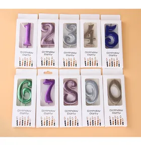 Colorful 0-9 digital birthday candles set, perfect for kids party cake decoration and celebration.