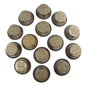 Gold Non Stick Aluminum Alloy Pudding Cup Cake Mold Zodiac Animal Embossed Baking Tool Kitchen Gadget