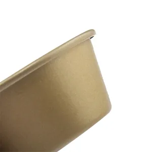 Gold non-stick aluminum baking cup pudding mold detail view for home kitchen use.