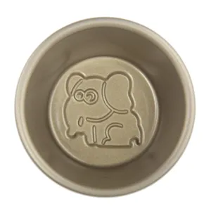 Gold non-stick aluminum alloy pudding cup and baking mold with cute embossed elephant detail