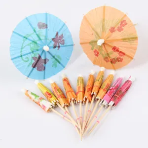 Parasoles de papel coloridos para cóctel tarta palillos decoración fiesta fruta pastelería