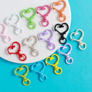 Mousquetons cœur colorés anneaux ressort en alliage pour bijoux faits à main DIY