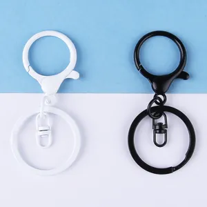 Metal lobster clasp keychain set, black and white DIY craft accessories for bag pendants.