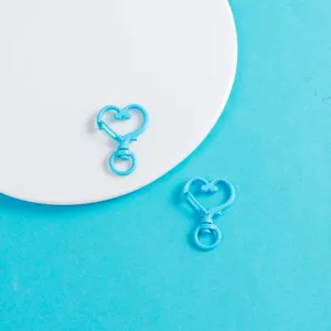 Boucles de homard en forme de cœur bleu mousquetons métalliques pour fabrication de bijoux DIY