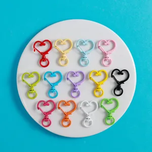 Mosquetons Et Anneaux À Ressort En Alliage En Forme De Cœur Colorés Pour Accessoires De Bijoux DIY Et Pendentifs