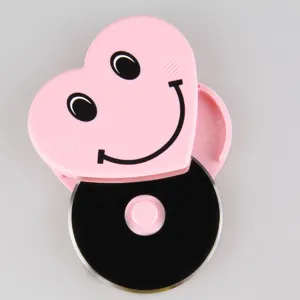 Pink heart-shaped pizza cutter with black stainless steel roller wheel for baking tool