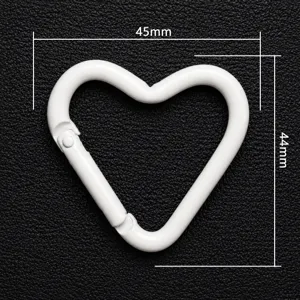 White heart alloy carabiner keychain bag pendant DIY jewelry accessories craft charm.