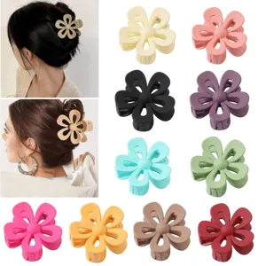Frosted Acrylic Camellia Hair Claw Hollow Flower Shark Clip Nonslip Hair Styling Accessories For Women Daily Hair Catch
