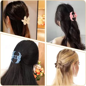 Korean Style Matte Plumeria Flower Hair Claw Clip Non Slip Geometric Hair Accessories For Women Daily Hair Styling