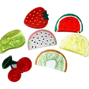 Cute Fruit Hair Claw Acrylic Cherry Pear Watermelon Lemon Kiwi Shark Clip Sweet Hair Accessories For Women And Girls
