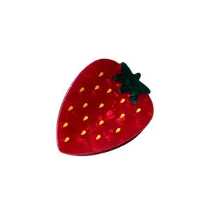 Cute strawberry hair claw clip for women, sweet red resin shark clip for half up hairstyles daily wear.