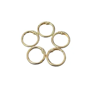 Gold spring rings for bags DIY craft keychain accessories round snap hooks detail view