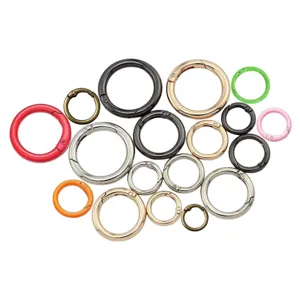 Metal spring rings trigger clips snap hooks for DIY jewelry making and bag purse hardware.