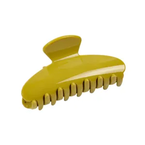 Olive green hair claw clip, chic curved shark clip for elegant daily hairstyles and styling.