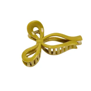 Green bow hair claw clip, elegant shark clip for women and girls styling, daily hair accessories.