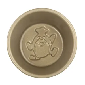 Gold non-stick aluminum alloy pudding cup cake mold with embossed cartoon chef zodiac design.