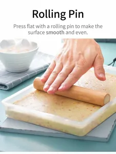 Wooden rolling pin and mold set for DIY nougat baking, kitchen tool for pastry making.